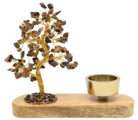 Albero della Felicità Occhio di Tigre + Portacandela 17cm