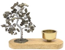 Albero della Felicità Pirite + Portacandela 17cm