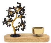 Albero della Felicità Tormalina Nera + Portacandela 17cm