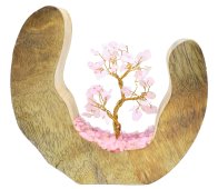 Albero della Felicità Design Legno Quarzo Rosa 17cm