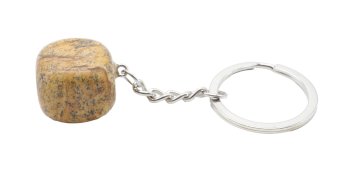 Portachiavi con diaspro paesaggio arrotolato 3 cm