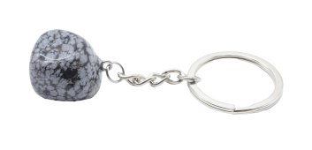 Portachiavi in ossidiana di neve arrotolata 3 cm