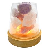 Lampada diffusore in ametista + cristallo di rocca 10 cm