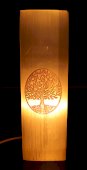 Lampada rettangolare in selenite incisa 25 cm - Albero della vita