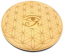 Targa in legno Occhio di Horus Fiore della Vita 30cm