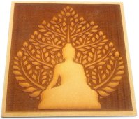 Targa in legno di Buddha su foglio 15 cm