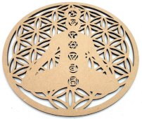 Targa in legno 7 chakra Fiore della vita 20 cm