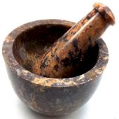 Pietra saponite mortaio leopardo 10 cm