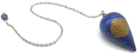 Pendolo inciso Fiore della Vita 4 cm - Lapislazzuli