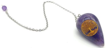 Pendolo inciso Albero della Vita 4 cm - Ametista