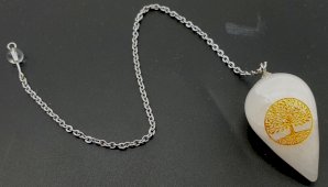 APendolo inciso Albero della Vita 4 cm - Cristallo di Rocca