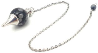 Pendolo a sfera di ossidiana di neve 4 cm