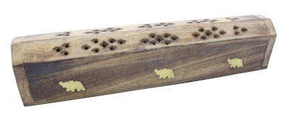 Portaincenso Legno Cofanetto Elefanti chiari 30cm