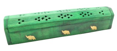 Portaincenso Legno Cofanetto Verde Elefanti 30cm