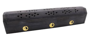 Porta incenso in legno scatola nera Ying Yang 30 cm