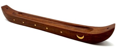 Portaincenso Legno Piroga Luna 36cm