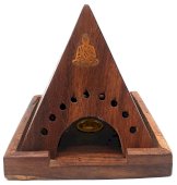 Portaincenso Legno Piramide Buddha 10cm