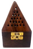 Scatola porta incenso in legno piramidale da 9 cm