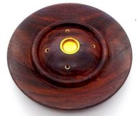 Portaincenso Legno Rotondo Fiori o Colore Unito 13cm