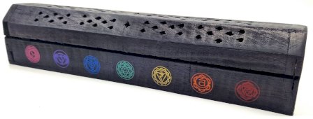 Scatola Portaincenso in Legno 7 Chakra Nero 30cm