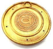 Porta incenso rotondo in legno Chakra sacro 10 cm