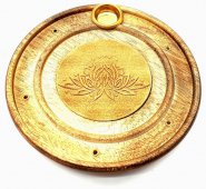 Porta incenso rotondo in legno di loto da 10 cm