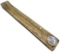 Portaincenso in legno da sci 25 cm + cristallo di rocca