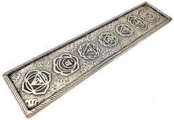 Portaincenso in metallo 7 chakra argento 28 cm