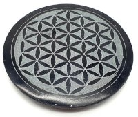 Porta incenso in pietra rotonda Fiore della vita 10 cm
