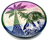 Porta incenso in pietra con palma elefante sfumato 10 cm