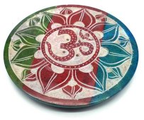 Porta incenso in pietra rotonda da 10 cm con gradiente OM