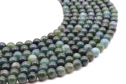 Perline di agata muschiata 8mm su filo 40cm