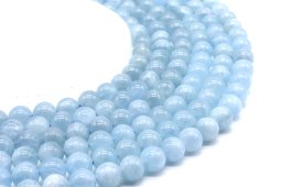 Perline di acquamarina 'AA', 10 mm, su un filo da 40 cm