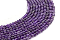 Perle di ametista 'Dark' 4mm su un filo di 40cm