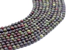 Perle di diaspro di sangue di drago 4 mm su un filo di 40 cm