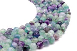 Fluorite Multi Beads 10mm su un filo di 40cm