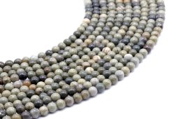 Perle di diaspro foglia argento 4 mm su un filo di 40 cm