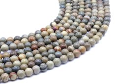 Perle di diaspro foglia argento 6 mm su un filo di 40 cm