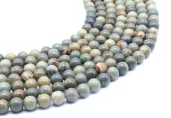 Perle di diaspro foglia argento 8 mm su un filo di 40 cm