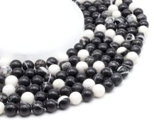 Perline di diaspro zebrato da 10 mm su filo da 40 cm