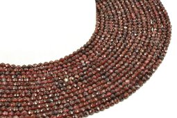 Perline sfaccettate di granato da 4 mm su filo da 40 cm