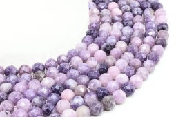 Perle sfaccettate di lepidolite da 8 mm su un filo da 40 cm