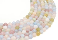 Perle sfaccettate di morganite da 8 mm su un filo da 40 cm