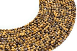 Perle sfaccettate di occhio di tigre da 4 mm su filo da 38 cm