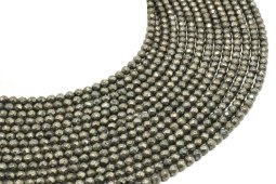 Perline sfaccettate di pirite da 4 mm su filo da 40 cm