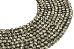 Perline sfaccettate di pirite da 6 mm su filo da 40 cm