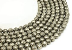 Perline sfaccettate di pirite da 8 mm su un filo di 40 cm