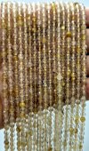 Perle sfaccettate di Quarzo rutilato 3mm su un filo di 40cm