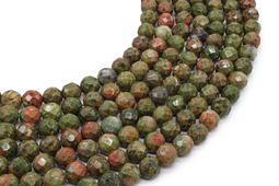 Perle sfaccettate di unakite da 8 mm su un filo da 38 cm