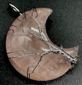 Ciondolo Albero della Vita Lunare - Quarzo rosa 3,5 cm